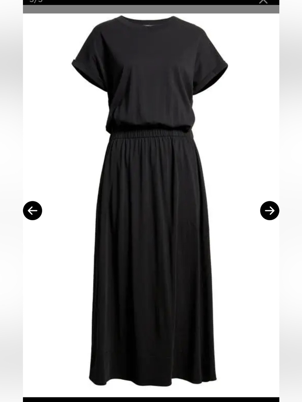 Nation LTD Garcelle Organic Cotton T-Shirt Midi Maxi Dress Jet Black Minimalist - Picture 11 of 16